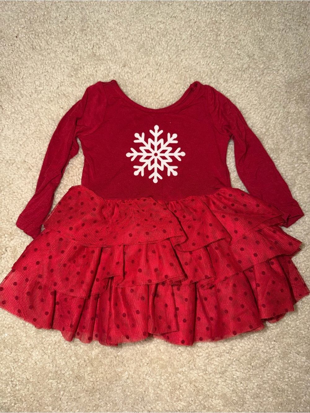 Little Sleepies Red Long-Sleeve Snowflake Tulle Dress